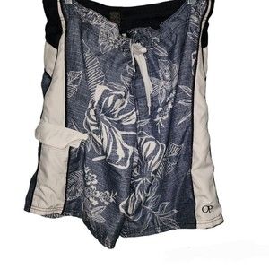 OP OCEAN PACIFIC SWIM SURF TRUNKS BOARD SHORTS XL 40-42 Blue WHITE FLORAL tropic